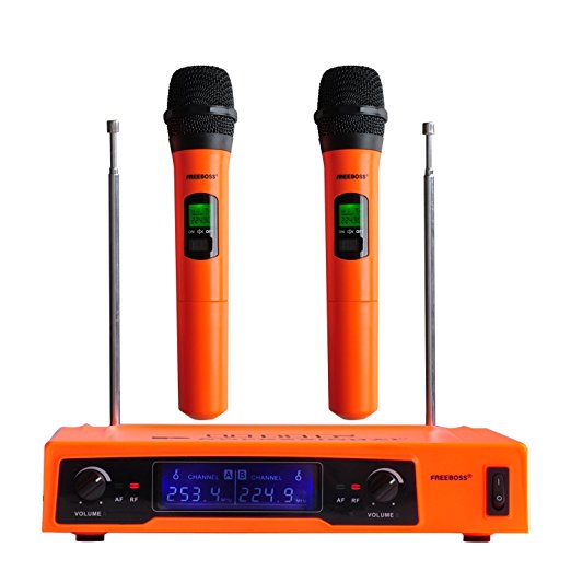 Freeboss KV-8500 VHF 2 Handheld Wireless Microphone Dynamic Capsule Family Party Balanced Unbalanced Output Wireless Microphone(Orange)