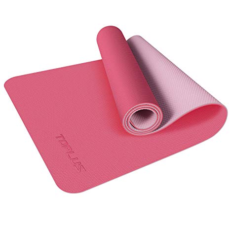 TOPLUS Yoga Mat - Upgraded Yoga Mat Eco Friendly Non-Slip Exercise & Fitness Mat with Carrying Strap, Workout Mat for All Type of Yoga, Pilates and Floor Exercises(1/4 inch-1/8 inch)