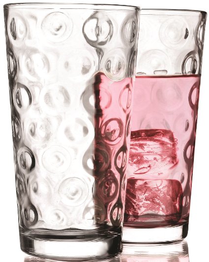 ★ Circleware Circles Glass Drinking Glasses Set, 17 Ounce, Set of 4, Limited Edition Glassware Drinkware Drink Cups/coolers