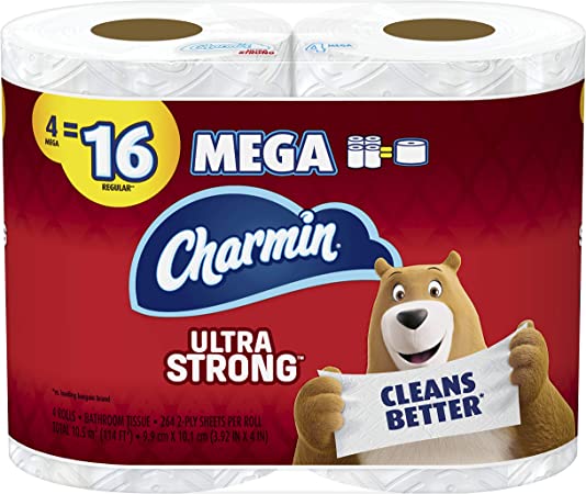 Charmin Ultra Strong Toilet Paper, 4 Mega Rolls = 16 Regular Rolls