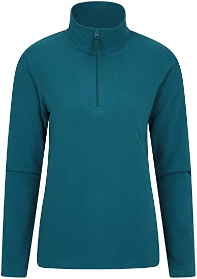 Mountain Warehouse Camber Womens Half Zip Fleece - Breathable Pullover, Antipill, Lightweight Ladies Top, Quick Wicking, Warm Jumper -Womens Clothing for Winter Travel Dark Teal M