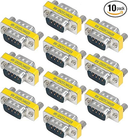 abcGoodefg 9 Pin RS-232 DB9 Male to Male Female to Female Serial Cable Gender Changer Coupler Adapter (10 Pack, DB9 Male to Male)