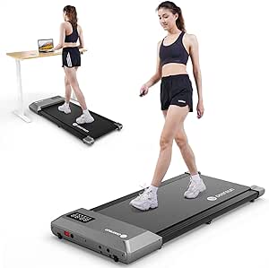 Walking Pad Treadmill Under Desk, 2 in 1 Walking Pad Portable Treadmill for Home/Office, 265LBS Capacity, LED Display & App Fitness Tracking, Remote Control, Easy to Move & Store