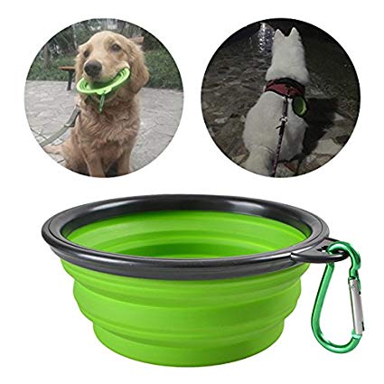 GlobalDeal Collapsible Portable Travel Dog Bowl, Silicone Dog Cat Food Feeding Bowl Water Dish Pet Feeder