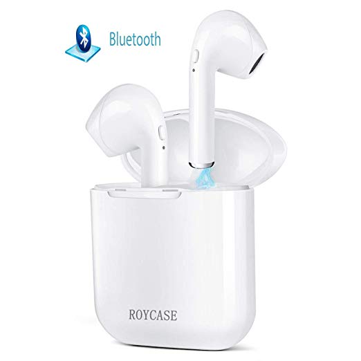 Bluetooth Earphones, Wireless Earbuds with 3D Stereo Sound Noise Cancelling in-Ear Wireless Earbuds with Charging Case for All smartphones, PC Bluetooth Headphones - White