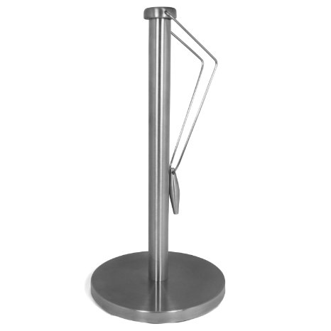 SIWU Free-Standing Paper Towel Holder - 12"x 6" Stainless Steel Vertical Tissue Holder for Countertops, Non-Slip Heavy Base Dispenser with Stylish Tension Arm Keeps Towels Secure