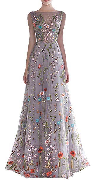 YSMei Womens Long 3D Flower Prom Party Dress Backless Formal Evening Gown Ypm458