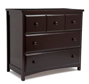 Delta Children 3 Drawer Dresser with Interlocking Drawers, Dark Chocolate