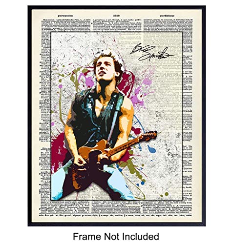 Bruce Springsteen Dictionary Art Print - Vintage Upcycled Wall Art Poster - Gift for Musicians, E Street Band and 80's Music Fans - Unique Rustic Home Decor for Den, Man Cave, 8x10 Photo Unframed