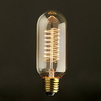 Vintage Antique Bulb 40w, Edison Style T14, Spiral Filament