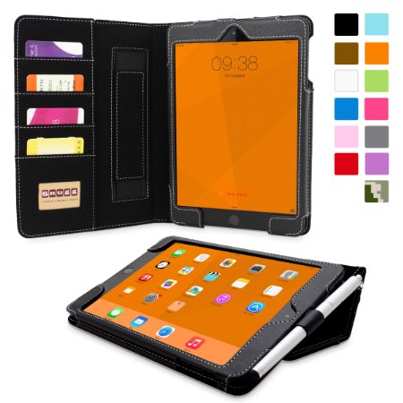 iPad Mini 3, Snugg Case - Executive Smart Cover With Card Slots & Lifetime Guarantee (Black Leather) for Apple iPad Mini 3