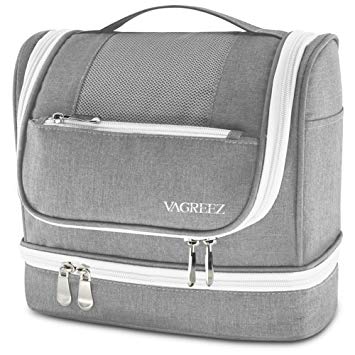 VAGREEZ Toiletry Bag, Hanging Travel Toiletry Bag with Heavy-duty Zippers Waterproof Toiletry Bag for Women or Men (Grey)