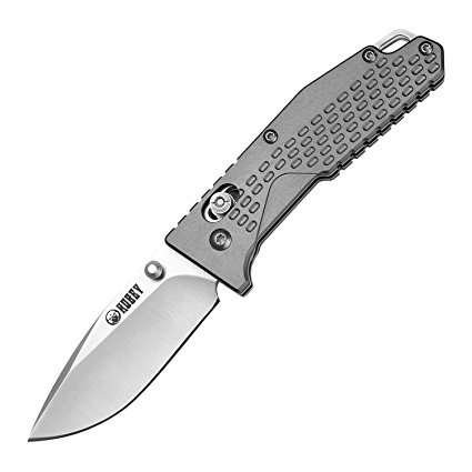 KUBEY Mini EDC Stainless Steel Pocket Knife with Clip, Drop Point Edge, 3-2/3-Inch Closed
