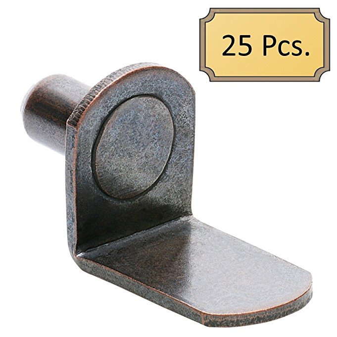 1/4" Bracket Style Cabinet Shelf Support Pegs - Antique Bronze - Package of 25