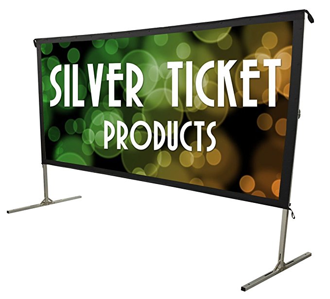 STO-169180 Silver Ticket Indoor/Outdoor 180" Diagonal 16:9 4K Ultra HD Ready HDTV Movie Projector Screen Front Projection White Material with Black Back (STO 16:9, 180)