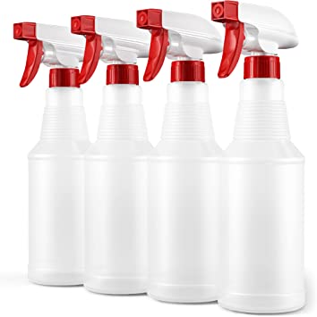 LiBa Spray Bottles (4 Pack,16 Oz), Refillable Empty Spray Bottle for Cleaning, Essential Oils, Hair, Plants, Adjustable Nozzle for Squirt and Mist, Bleach/Vinegar/BBQ/Rubbing Alcohol Safe