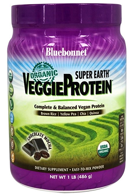 Bluebonnet Super Earth Veggie Protein Powder Original, Chocolate Mocha, 1 Pounds