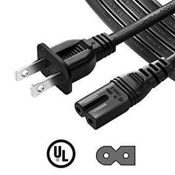 [UL Listed] Chanzon 6Ft Polarized 7A AC Power Cord (2 Prong NEMA-1-15P to IEC320-C7 Plug) Universal Replacement Wall Cable Compatible with Vizio E-M-Series/Sharp/Emerson Smart LED TV/Sony PS1 PS2