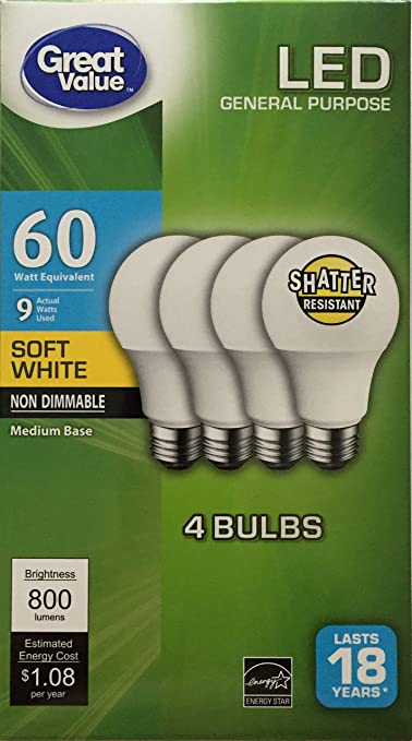 LED Soft White Medium Base 60 Watt Equivalent