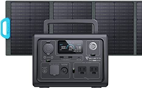 BLUETTI Solar Generator EB3A with PV120 Solar Panel Included, 268Wh Portable Power Station w/ 2 600W (1200W Surge) AC Outlets, LiFePO4 Battery Backup for Outdoor Camping, Trip, Power Outage