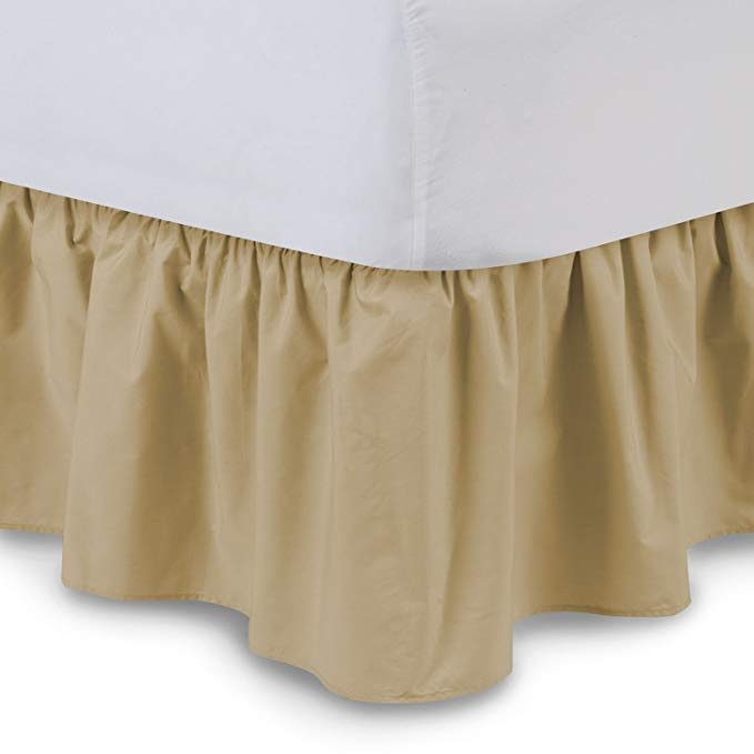 Shop Bedding Ruffled Bed Skirt (Queen, Gold) 14 Inch Drop Dust Ruffle with Platform, Wrinkle and Fade Resistant - by Harmony Lane (Available in all bed sizes and 16 colors)