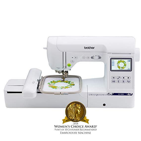 Brother Computerized Sewing and Embroidery Machine, SE1900, Combination Sewing and Embroidery Machine with 5” x 7” Embroidery Field, Large Color Touch LCD Screen, 138 Built-In Designs, 8 Sewing Feet