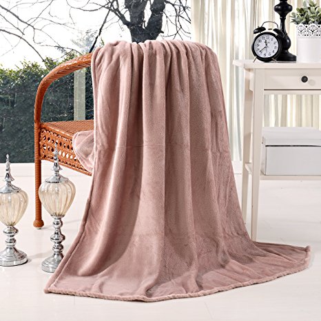 Luxury Flannel Velvet Plush Throw Blanket – 50" x 60" (Pink) by Exclusivo Mezcla