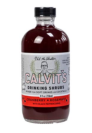 Calvit's Shrubs - CRANBERRY   ROSEMARY with Black Pepper - Handmade mixer for soft drinks & cocktails (8 oz)