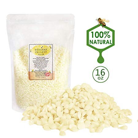 White Beeswax Pellets 16 oz 100% Pure and Natural Triple Filtered for Skin, Face, Body and Hair Care DIY Creams, Lotions, Lip Balm and Soap Making Supplies.