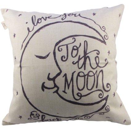 HOSL I love You to the Moon and Back Cotton Linen Square Decorative Throw Pillow Case Cushion Cover 17.3*17.3 Inch (44CM*44CM)