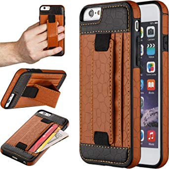 iPhone 6S Case, Moona Wallet Case for iPhone 6S with KickStand "1 Year Warranty" Apple iPhone 6S Wallet Case, iPhone 6S PU Leather Case, iPhone 6S Thin Case, Grip Case for iPhone 6 (Tan/Black)