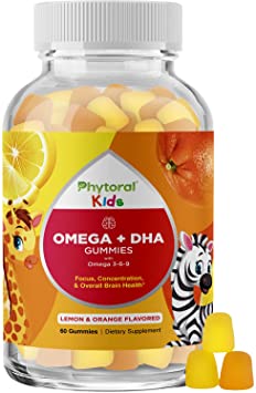 DHA Omega 3 Gummies for Kids - Kids Omega 3 DHA EPA Fish Oil Gummies and Brain Booster for Kids - Kids Fish Oil Omega 3 6 9 Gummies Vitamins for Kids Focus and Attention with Pure Omega 3 EPA DHA