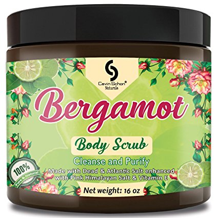 Huge - 16 Oz Organic BERGAMOT Dead Sea Salt Body Scrub, Excellent Exfoliating Body Scrub - 100% Pure Sea Salt Scrub, Excellent Hydrating, Exfoliation & Moisturizing Properties