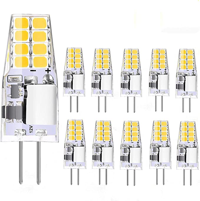 Jpodream G4 LED Bulbs 10per Pack 2W LED Light No Flicker Cool White 6000k 220LM Replace 20W Halogen Lamp AC/DC-12V CRI≥80  360° Beam Angle Energy Saving Bulbs[Energy Class A ]