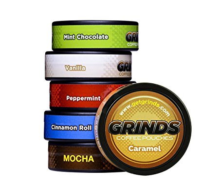 Grinds Coffee Pouches - 6 Can Sampler Pack - Tobacco Free, Nicotine Free Healthy Alternative