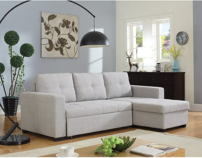 Coaster Home Furnishings Living Room Sectional Sofa, Light Grey/Black