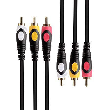 3 RCA to 3 RCA Stereo Audio Video Composite Cable (Red White Yellow)(1.8meter/6Foot)