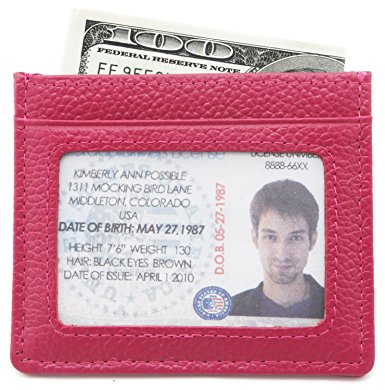 ZHONYEE Genuine Leather RFID Blocking Thin Minimalist Front Pocket Wallets Card Holder With ID Window