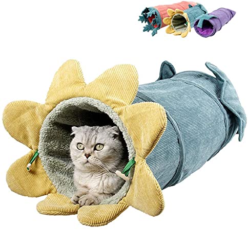 Oncpcare Collapsible Corduroy Cat Tunnel, Vegetable Shape Cat Drill cat Litter Warm pet Tubes Toys, Interactive Cat Toy for Indoor Playing