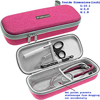 Semi Hard Stethoscope Carry Case, fits 3M Littmann Stethoscope and Other Accessories (Pearl Pink)