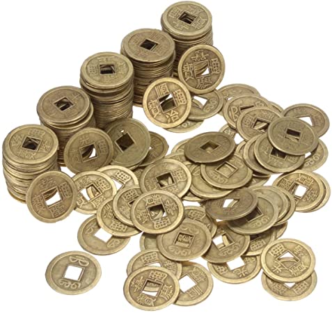 200 PCS Chinese Feng Shui Coins, Antique Bronze Good Luck Ching Coins, Asian Theme Decorations, for Health and Wealth - 0.8 Inch