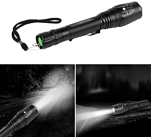 GPCT [2 Pack] Portable CREE XML T6 [800 Lumens] LED Flashlight W/ Rechargeable Batteries [Water Resistant] [Shock Resistant] Adjustable Beam, 5 Light Modes- Trekking/Camping/Hunting/Searching/Riding