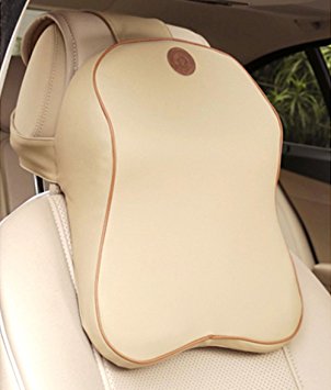 Car Headrest Anyshock Memory Foam Car Neck Pillow Travel Auto Head Neck Rest Cushion with Ergonomically for Adjust Sitting Position Relief Pain of Back/Spine/Coccyx in Travel/Office/Home/Car(Beige)