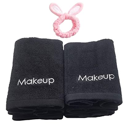 Makeup Remover Face Towels 6pack - Facial Makeup Eraser Towels 13" X 13" - Reusable Facial Cleansing Towel With Headband - Ultra Soft 100% Cotton Towel (Makeup Towel)