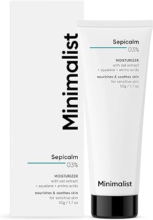 Minimalist 3% Sepicalm With Oats Moisturizer for Face | Lightweight Calming Moisturizer For Sensitive Skin | Reducess Redness & Soothes Skin, 50 ml (Pack of 1)