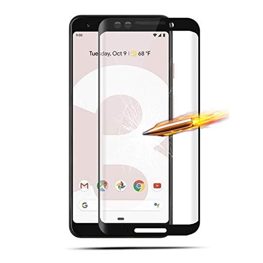 Google Pixel 3 Screen Protector, Simtyso [2pack] Tempered Glass, 9H Hardness, HD Clear, [Edge-to-Edge Coverage], [Black], Compatible with Google Pixel3 (Pixel 3)