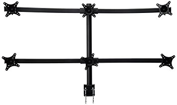 MonMount 6-Monitor Curved Mount Clamp-Style Up to Six 24 Inches Screens, Black (Curved-H-Clamp-B)