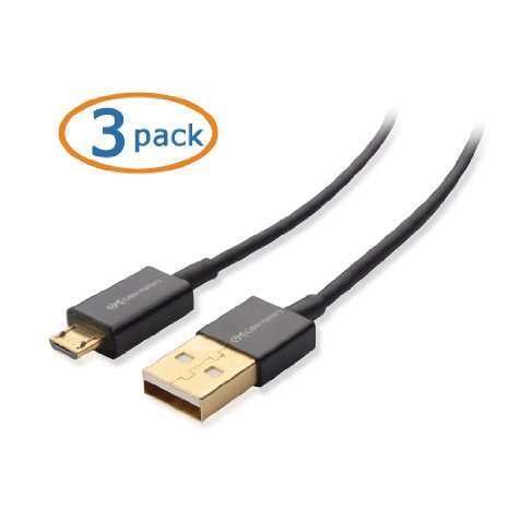 Cable Matters Gold Plated Hi-Speed USB 2.0 Type A to Micro-B Cable, 3-Feet, Black (Pack of 3)