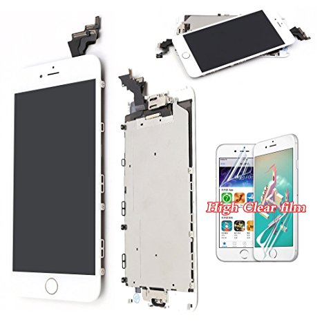 LCD For iPhone 6 Plus Screen Replacement - White Full Replacement Touch Digitizer with Home Button   Sensor Front Camera Frame Housing Assembly Panel Recyco