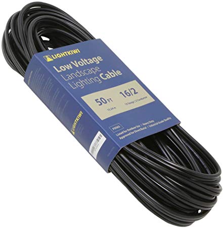 Lightkiwi F9563 16AWG 2-Conductor 16/2 Direct Burial Wire for Low Voltage Landscape Lighting, 50ft